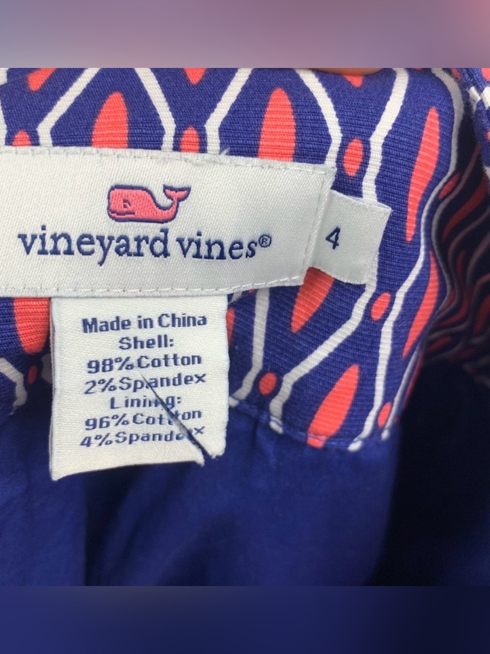 Vineyard Vines Navy Blue Coral Pattern Skirt Sz 4 - Picture 3 of 3